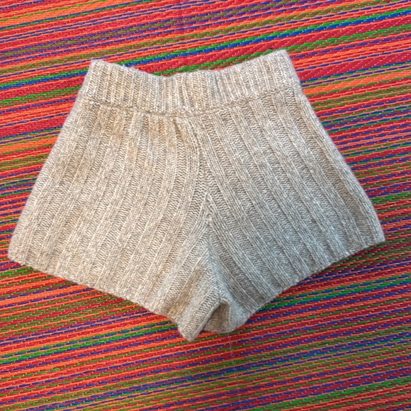 Women's Tan Wool Shorts - Picture 2 of 4